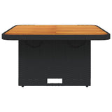 NNEVL Garden Table Black 80x80x71 cm Poly Rattan and Acacia Wood