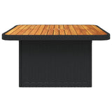 NNEVL Garden Table Black 80x80x71 cm Poly Rattan and Acacia Wood