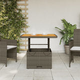 NNEVL Garden Table Grey 80x80x71 cm Poly Rattan and Acacia Wood