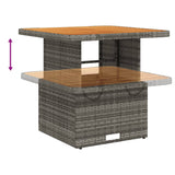 NNEVL Garden Table Grey 80x80x71 cm Poly Rattan and Acacia Wood