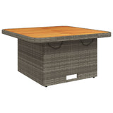 NNEVL Garden Table Grey 80x80x71 cm Poly Rattan and Acacia Wood