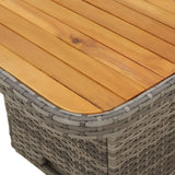 NNEVL Garden Table Grey 80x80x71 cm Poly Rattan and Acacia Wood