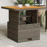NNEVL Garden Table Grey 80x80x71 cm Poly Rattan and Acacia Wood