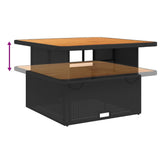 NNEVL Garden Table Black 110x110x71 cm Poly Rattan and Acacia Wood