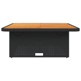 NNEVL Garden Table Black 110x110x71 cm Poly Rattan and Acacia Wood