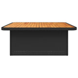 NNEVL Garden Table Black 110x110x71 cm Poly Rattan and Acacia Wood