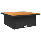NNEVL Garden Table Black 110x110x71 cm Poly Rattan and Acacia Wood