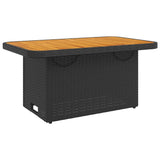 NNEVL Garden Table Black 90x55x71 cm Poly Rattan and Acacia Wood