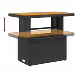 NNEVL Garden Table Black 90x55x71 cm Poly Rattan and Acacia Wood