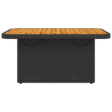 NNEVL Garden Table Black 90x55x71 cm Poly Rattan and Acacia Wood