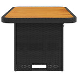 NNEVL Garden Table Black 90x55x71 cm Poly Rattan and Acacia Wood