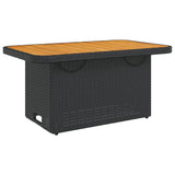 NNEVL Garden Table Black 90x55x71 cm Poly Rattan and Acacia Wood