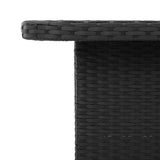 NNEVL Garden Table Black 90x55x71 cm Poly Rattan and Acacia Wood