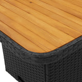 NNEVL Garden Table Black 90x55x71 cm Poly Rattan and Acacia Wood
