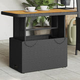 NNEVL Garden Table Black 90x55x71 cm Poly Rattan and Acacia Wood