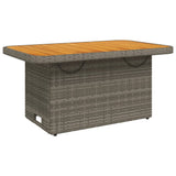 NNEVL Garden Table Grey 90x55x71 cm Poly Rattan and Acacia Wood