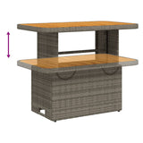 NNEVL Garden Table Grey 90x55x71 cm Poly Rattan and Acacia Wood