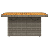 NNEVL Garden Table Grey 90x55x71 cm Poly Rattan and Acacia Wood