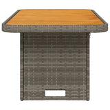 NNEVL Garden Table Grey 90x55x71 cm Poly Rattan and Acacia Wood