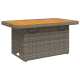 NNEVL Garden Table Grey 90x55x71 cm Poly Rattan and Acacia Wood