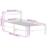 NNEVL Bed Frame without Mattress 92x187 cm Single Solid Wood Pine