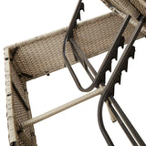 NNEVL Double Sun Lounger with Roof and Curtains Light Grey Poly Rattan