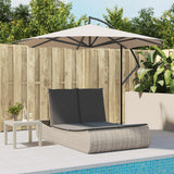 NNEVL Double Sun Lounger with Cushions Light Grey Poly Rattan