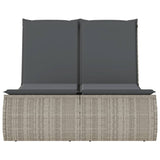 NNEVL Double Sun Lounger with Cushions Light Grey Poly Rattan