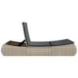 NNEVL Double Sun Lounger with Cushions Light Grey Poly Rattan