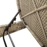 NNEVL Double Sun Lounger with Cushions Light Grey Poly Rattan