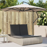 NNEVL Double Sun Lounger with Cushions Light Grey Poly Rattan
