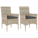 NNEVL Garden Chairs with Cushions 2 pcs Light Grey Poly Rattan