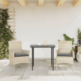 NNEVL Garden Chairs with Cushions 2 pcs Light Grey Poly Rattan