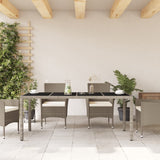 NNEVL Garden Table with Glass Top Light Grey 190x90x75 cm Poly Rattan