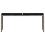 NNEVL Garden Table with Glass Top Light Grey 190x90x75 cm Poly Rattan