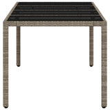 NNEVL Garden Table with Glass Top Light Grey 190x90x75 cm Poly Rattan