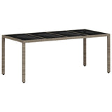 NNEVL Garden Table with Glass Top Light Grey 190x90x75 cm Poly Rattan