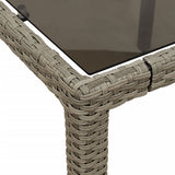 NNEVL Garden Table with Glass Top Light Grey 190x90x75 cm Poly Rattan