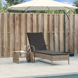 NNEVL Sun Lounger with Wheels and Cushion Grey Poly Rattan
