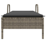 NNEVL Sun Lounger with Wheels and Cushion Grey Poly Rattan