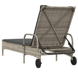 NNEVL Sun Lounger with Wheels and Cushion Grey Poly Rattan