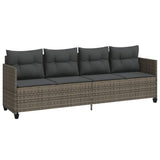 NNEVL Sun Lounger with Cushions Grey Poly Rattan