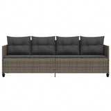 NNEVL Sun Lounger with Cushions Grey Poly Rattan
