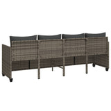 NNEVL Sun Lounger with Cushions Grey Poly Rattan