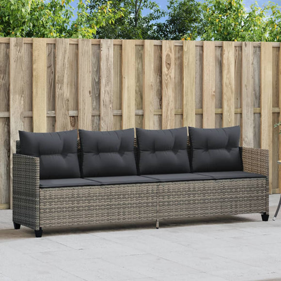 NNEVL Sun Lounger with Cushions Grey Poly Rattan