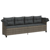 NNEVL Sun Lounger with Canopy and Cushions Grey Poly Rattan