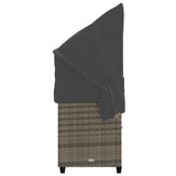 NNEVL Sun Lounger with Canopy and Cushions Grey Poly Rattan