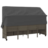 NNEVL Sun Lounger with Canopy and Cushions Grey Poly Rattan