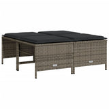 NNEVL Garden Stools with Cushions 4 pcs Grey Poly Rattan