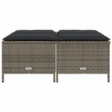 NNEVL Garden Stools with Cushions 4 pcs Grey Poly Rattan